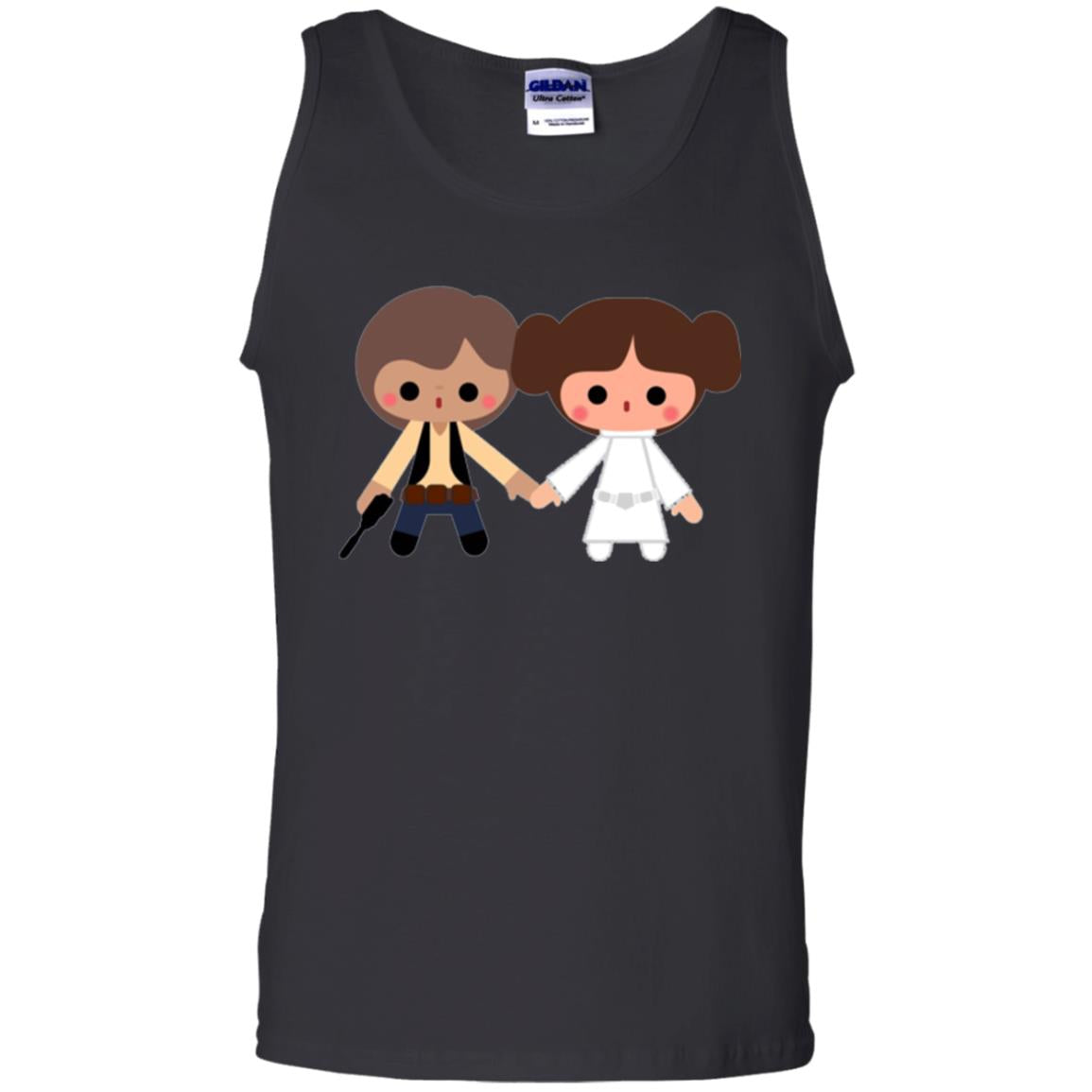 Cartoon T-shirt Han Solo Princess Leia Black