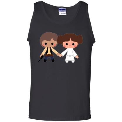 Cartoon T-shirt Han Solo Princess Leia Black