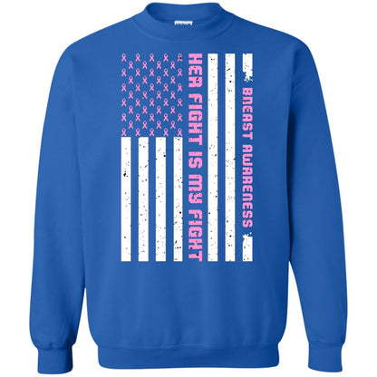 Breast Awareness His Fight Is My Fight Pink Ribbon Stars Flag Of Usa Shirt Royal
