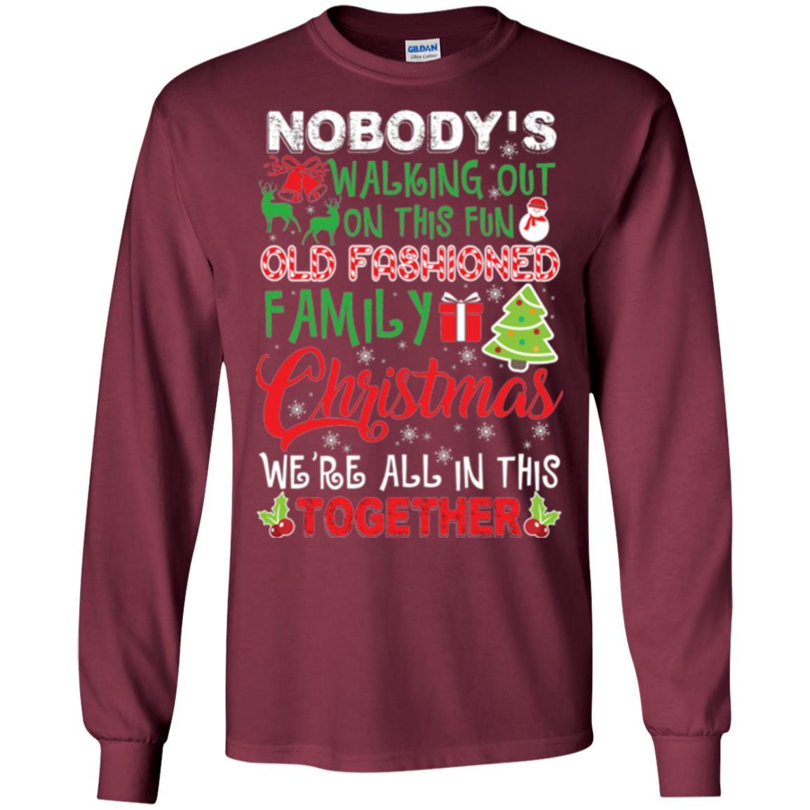 Family Christmas T-shirt We're All In This Together Maroon
