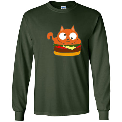 Chibi Kitty Burger Kawaii Cat Lovers Shirt Forest Green