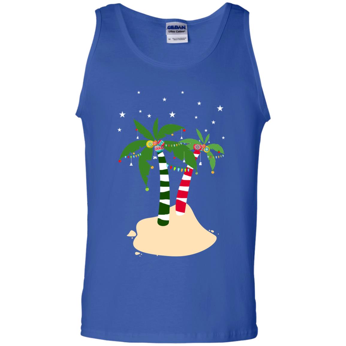 Decorated Tropical Coconut Tree Merry X-mas 2018 Gift Shirt Royal