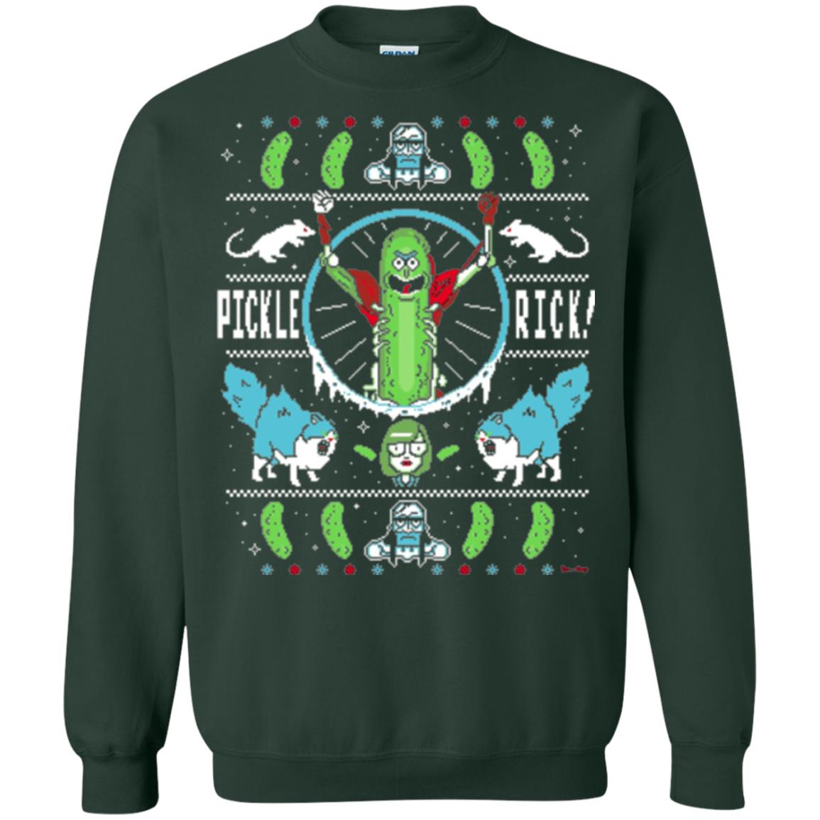 Rick And Morty T-shirt Festive Pickle Rick Forest Green
