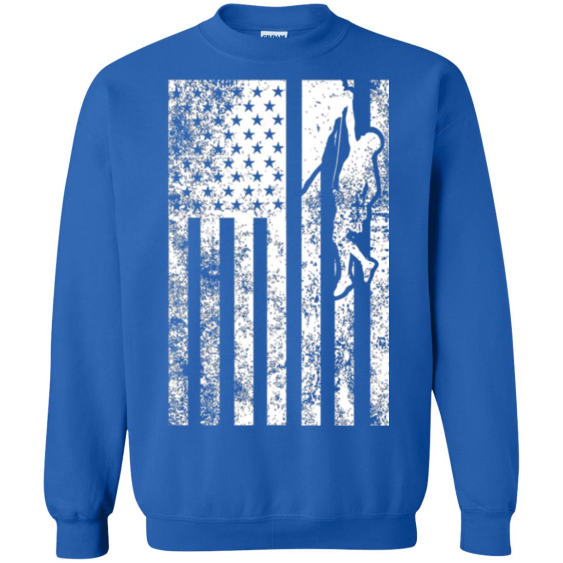 Rock Climbing T Shirt - Rock Climbing Flag Of United States T-shirt Royal