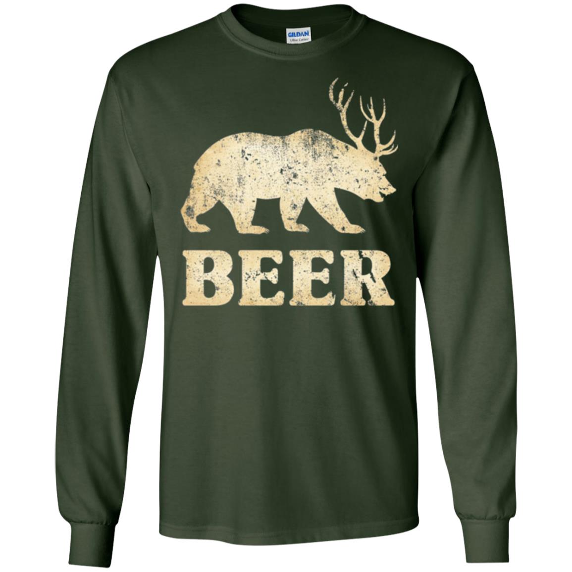 Beer T-shirt Vintage Bear Deer Forest Green