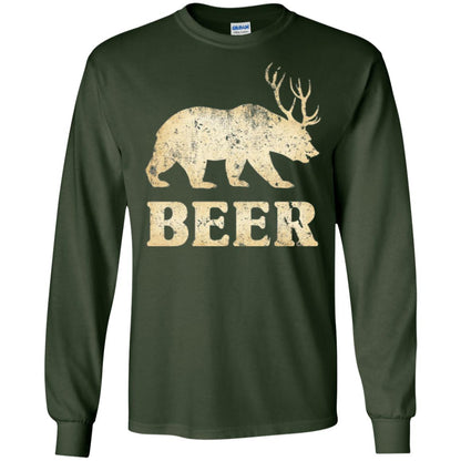 Beer T-shirt Vintage Bear Deer Forest Green