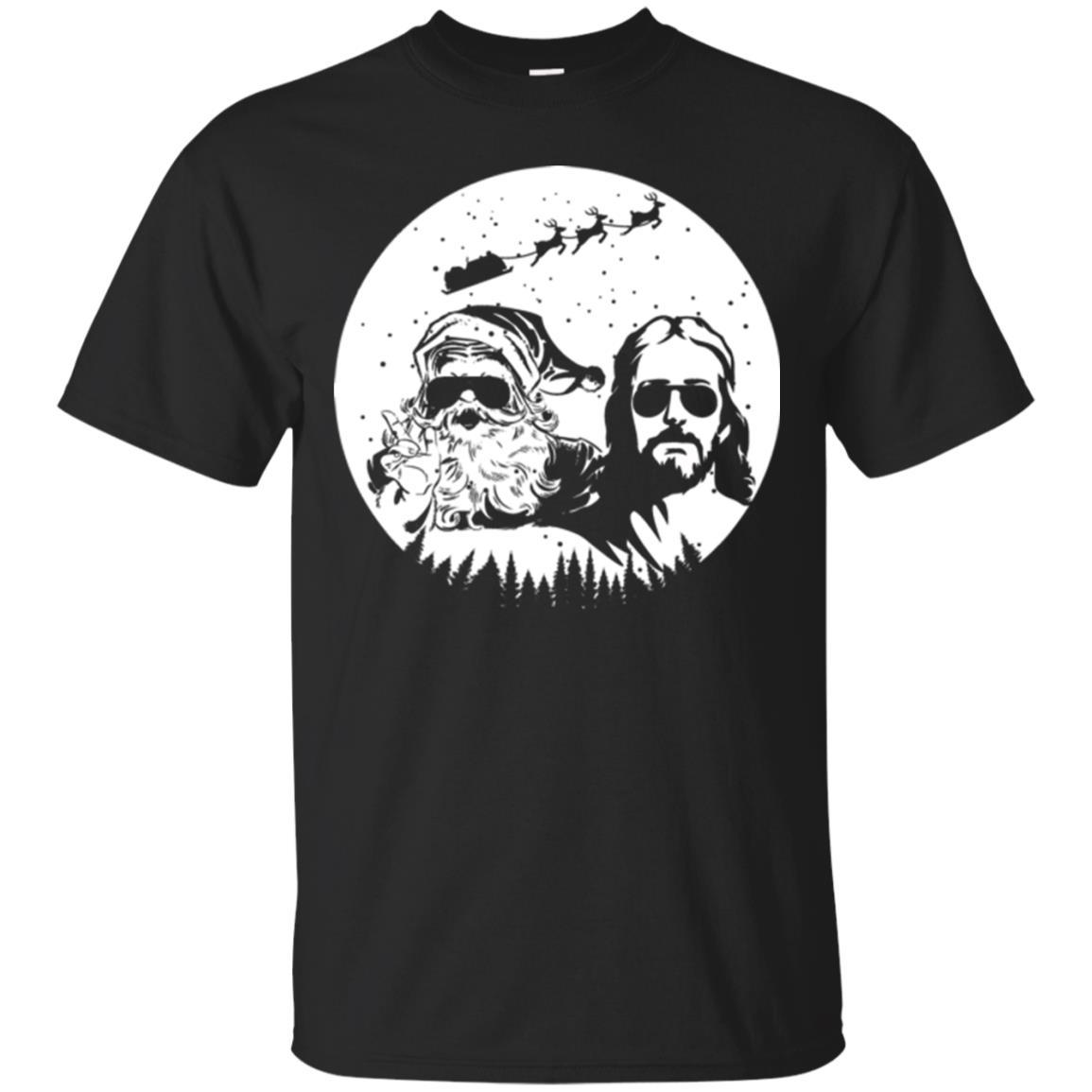 Christmas T-shirt Jesus And Santa Claus Black