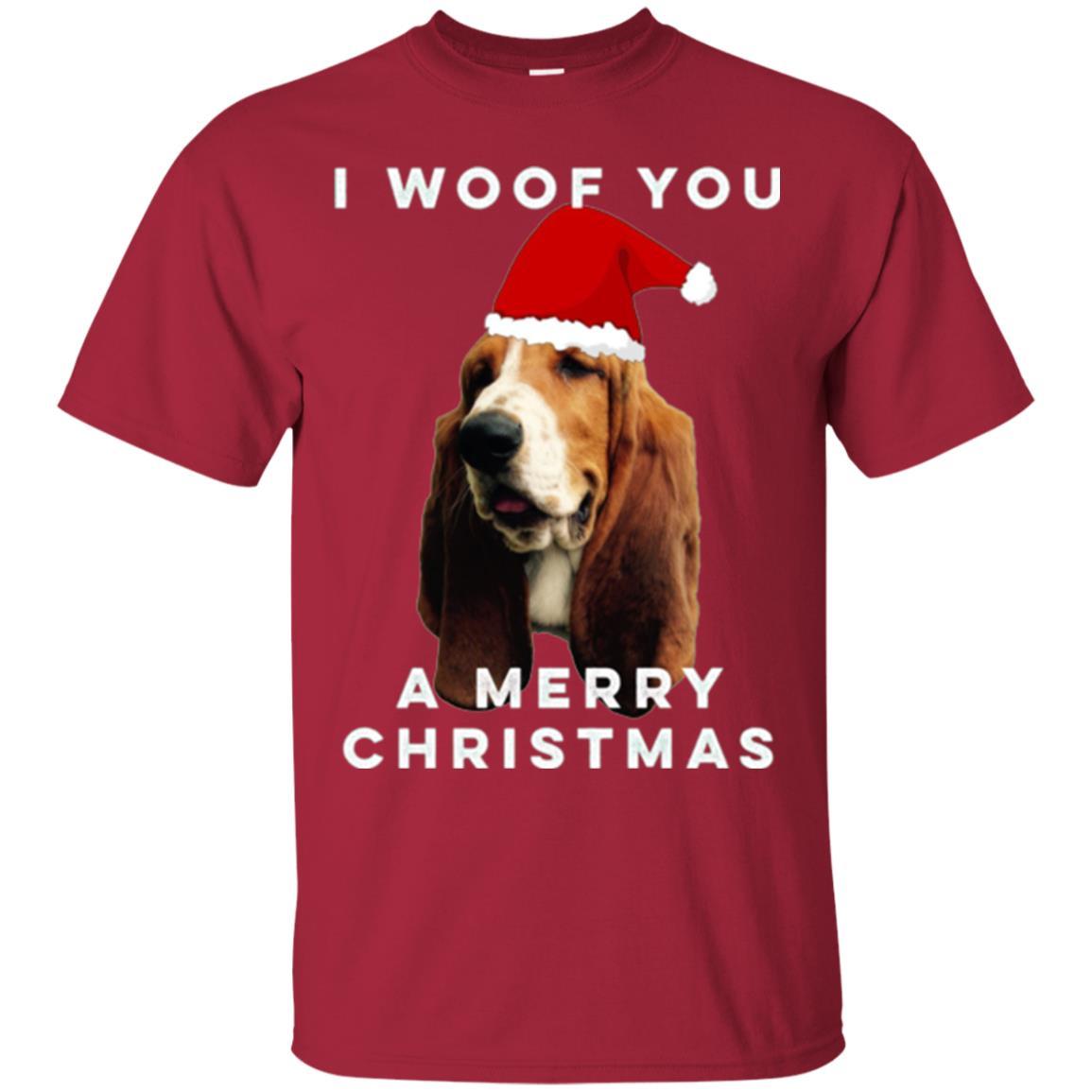 Basset Hound T-shirt I Woof You A Merry Christmas Cardinal