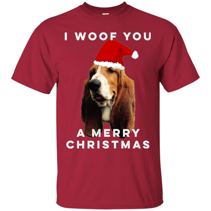 Basset Hound T-shirt I Woof You A Merry Christmas Cardinal