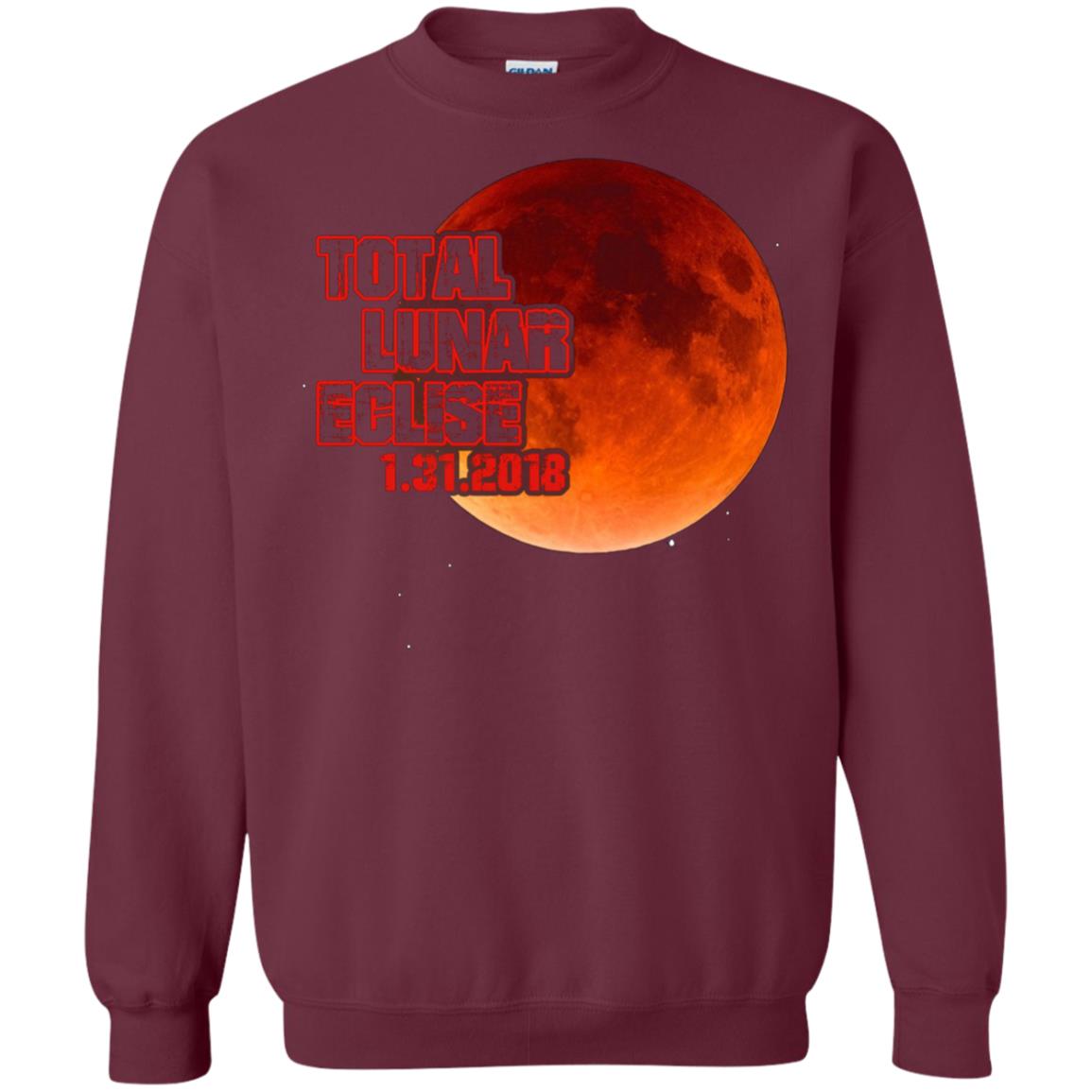 Blood Moon T-shirt Total Lunar Eclipse 1.31.2018 Maroon