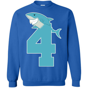 4th Birthday Shark Party ShirtG180 Gildan Crewneck Pullover Sweatshirt 8 oz.