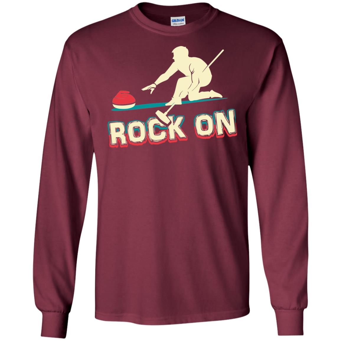 Curling Winter Lover T-shirt Rock On Curling Winter Sports Maroon