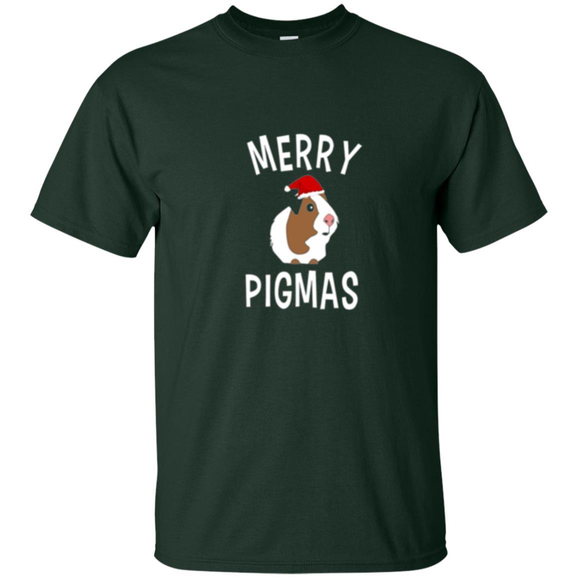 Guinea Pig Lover T-shirt Merry Christmas Pigmas Forest Green