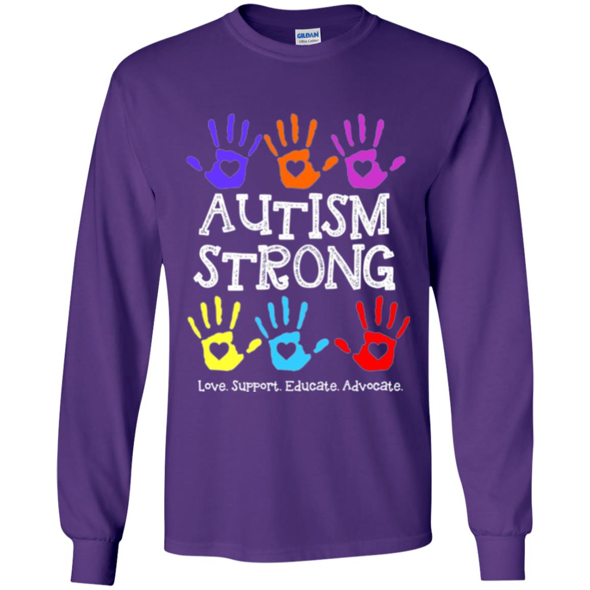 Autism Awareness T-shirt Autism Strong Love Support Educate Advocate Purple