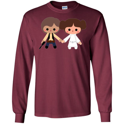 Cartoon T-shirt Han Solo Princess Leia Maroon