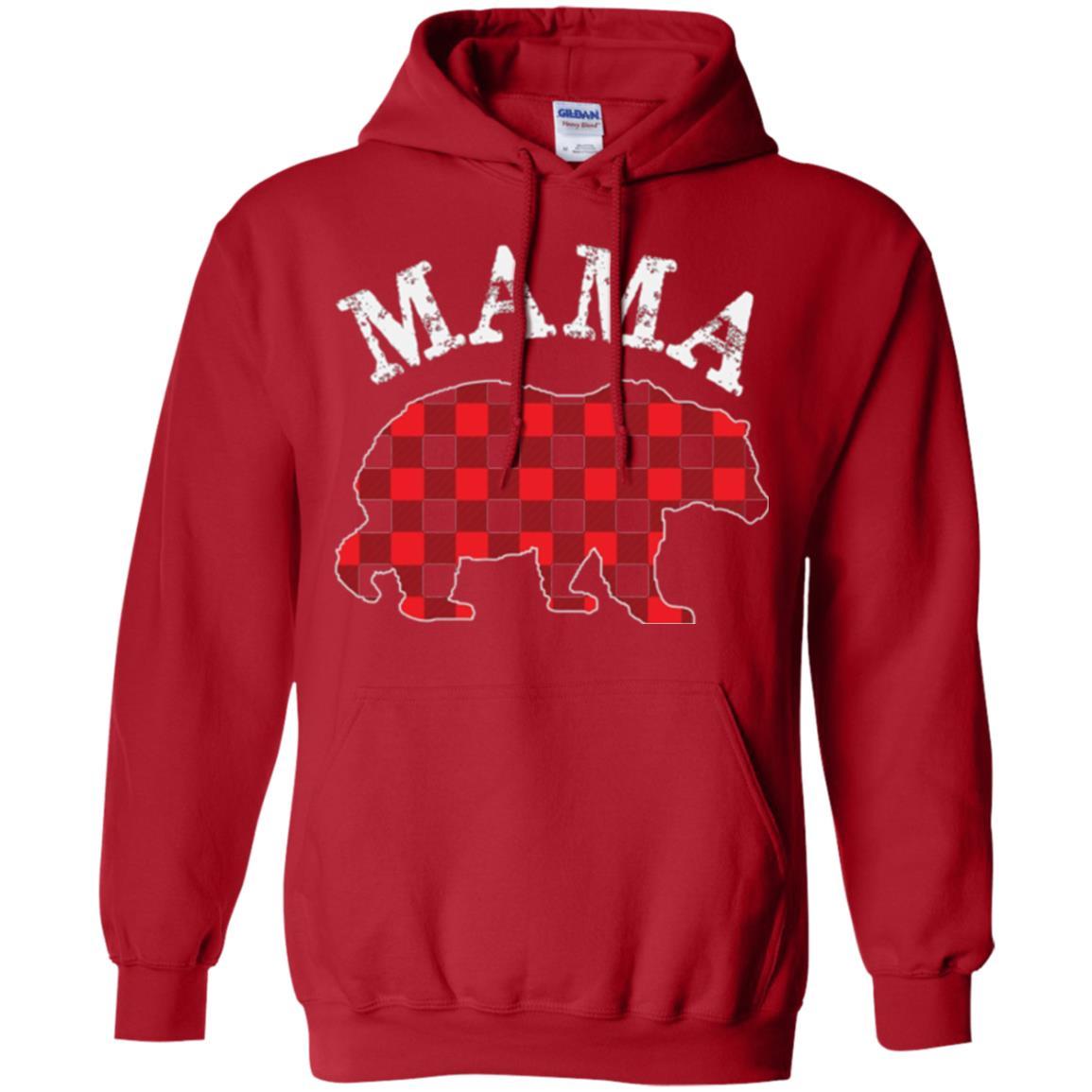 Mama T-shirt Red Plaid Mama Bear Red