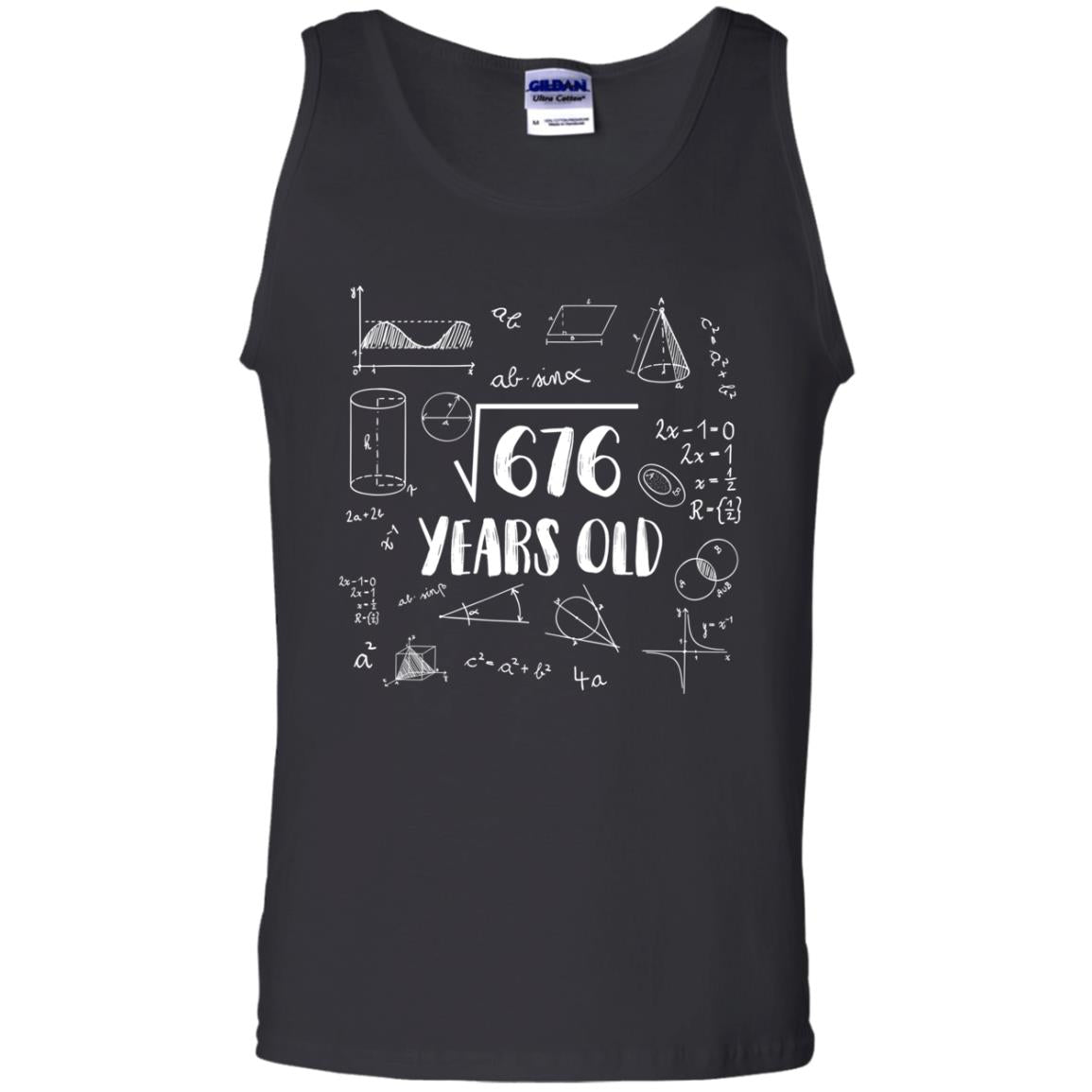 Square Root Of 676 26th Birthday 26 Years Old Math T-shirt Black