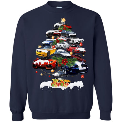 Cars Christmas Tree X-mas Gift Shirt For Mens Or Womens Navy