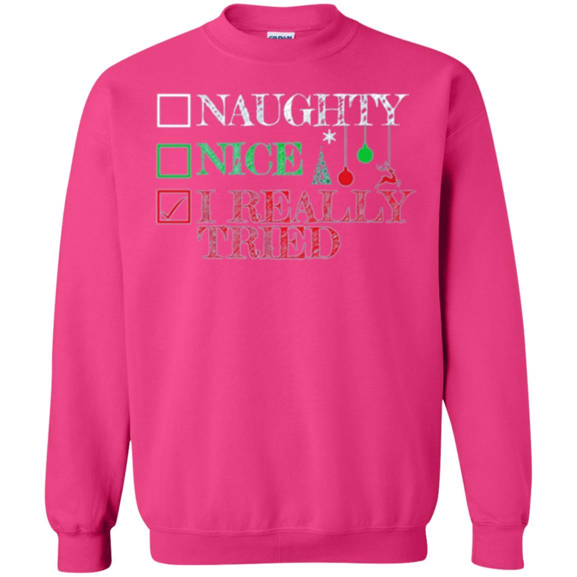 Christmas T-shirt Naugth Nice I Ready Tried Heliconia