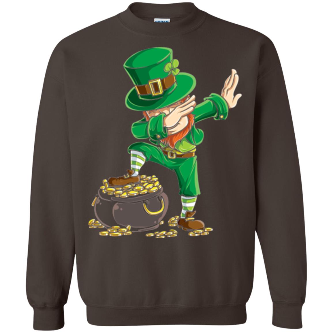 Dabbing Leprechaun Saint Patrick's Day T-shirt Dark Chocolate