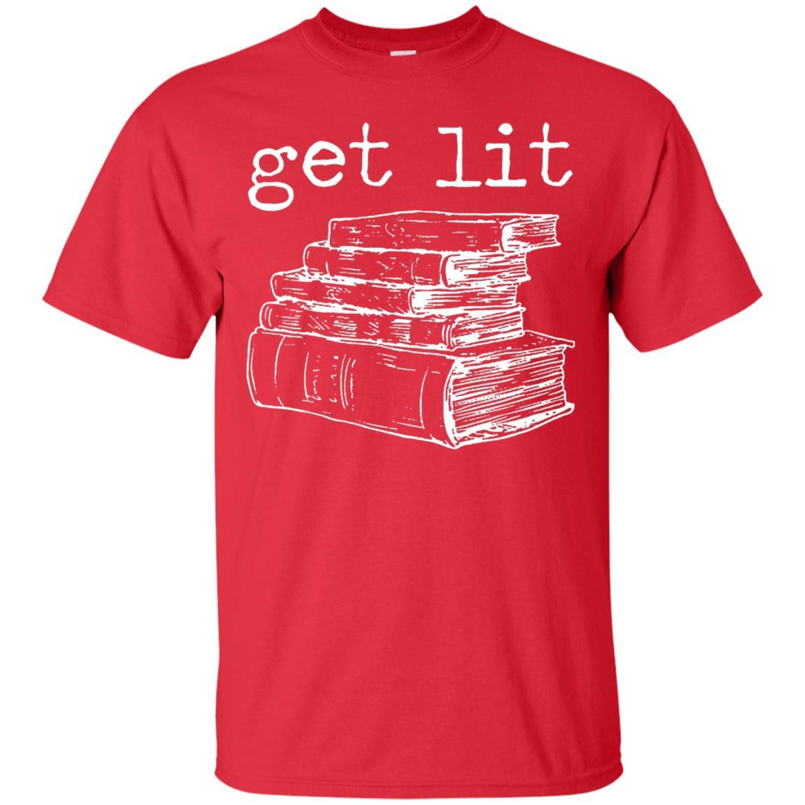 Merry Christmas T-shirt Get Lit Design With Books Red
