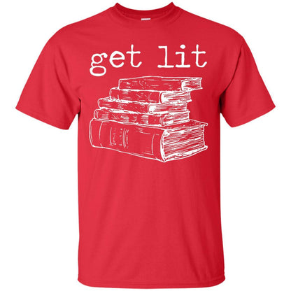 Merry Christmas T-shirt Get Lit Design With Books Red