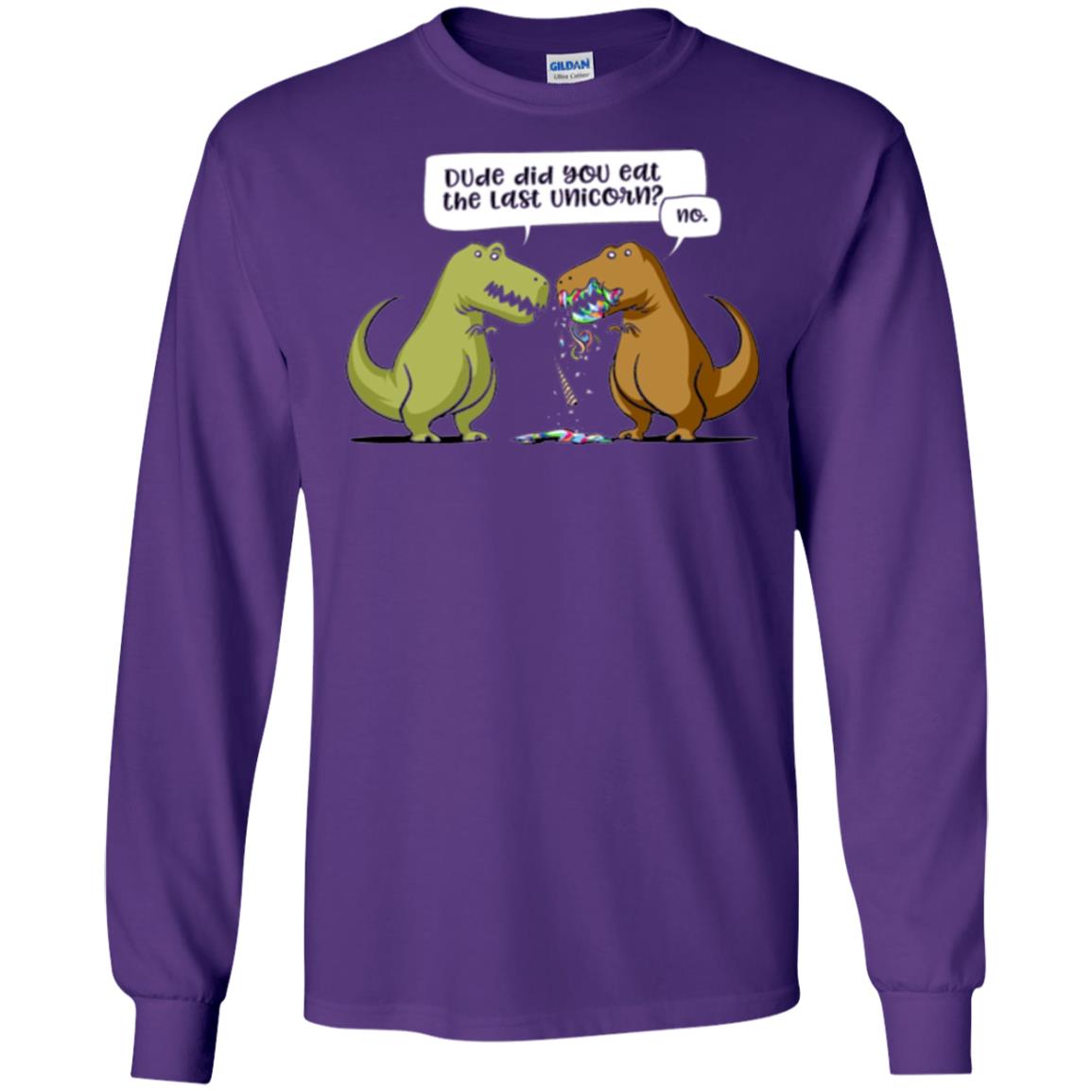 Dinosaur T-shirt Dude Did You Eat The Last Unicorn Purple
