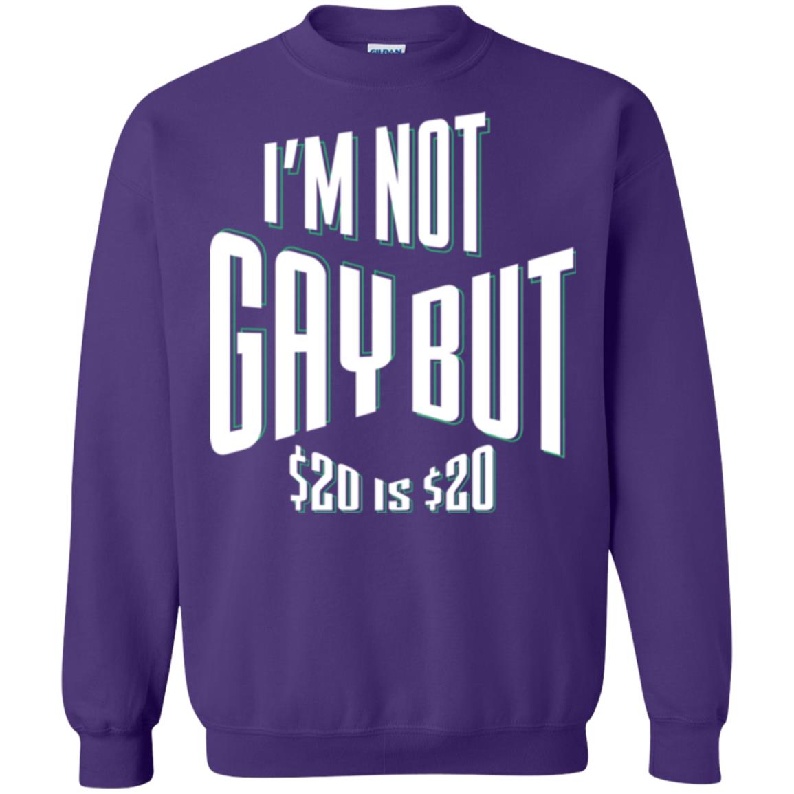 Funny Bi-curious Bachelor Humor Party T-shirt I'm Not Gay But $20 Is $20 Purple