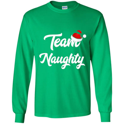 Christmas T-shirt Team Naughty Nice Santa Hat T-shirt Irish Green