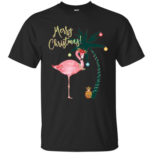 Christmas T-shirt Flamingo Merry Christmas Black