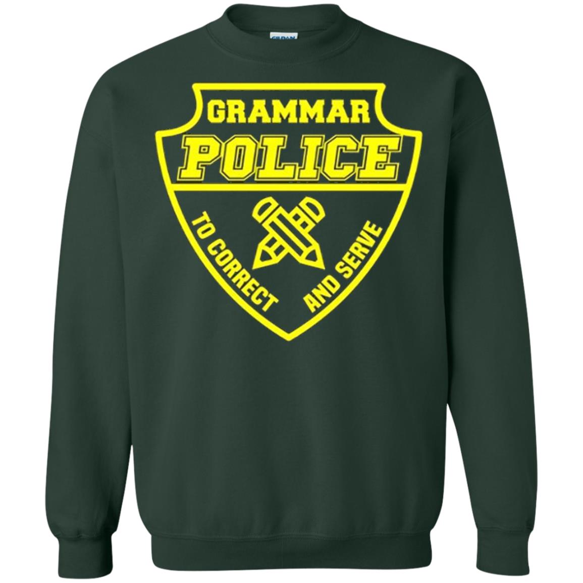English Teachers Cops T-shirt Grammar Police To Correct And Serve Forest Green