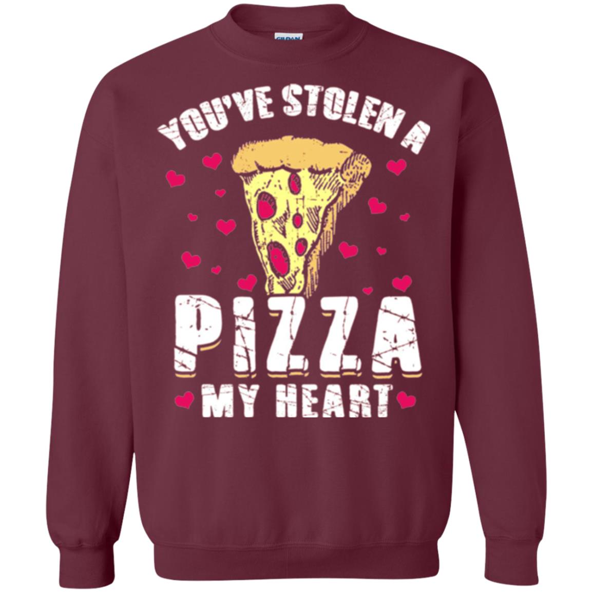 Funny Valentines Day Shirt Food Gift You_ve Stolen Pizza My Heart Maroon