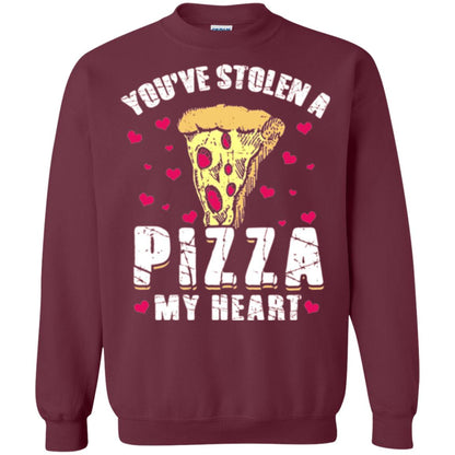Funny Valentines Day Shirt Food Gift You_ve Stolen Pizza My Heart Maroon