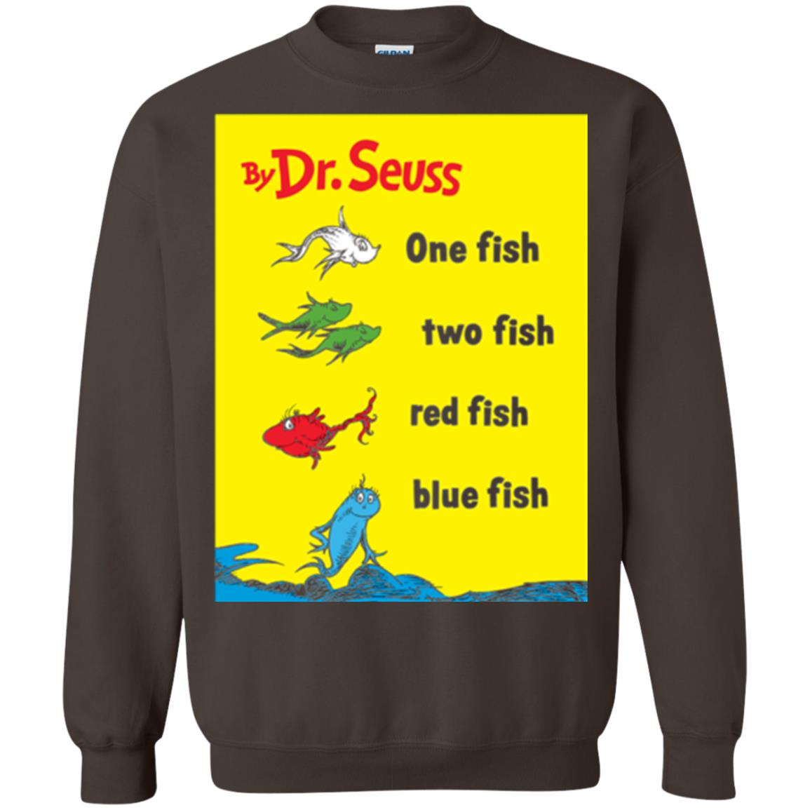 Dr. Seuss One Fish Two Fish Book Lover T-shirt Dark Chocolate