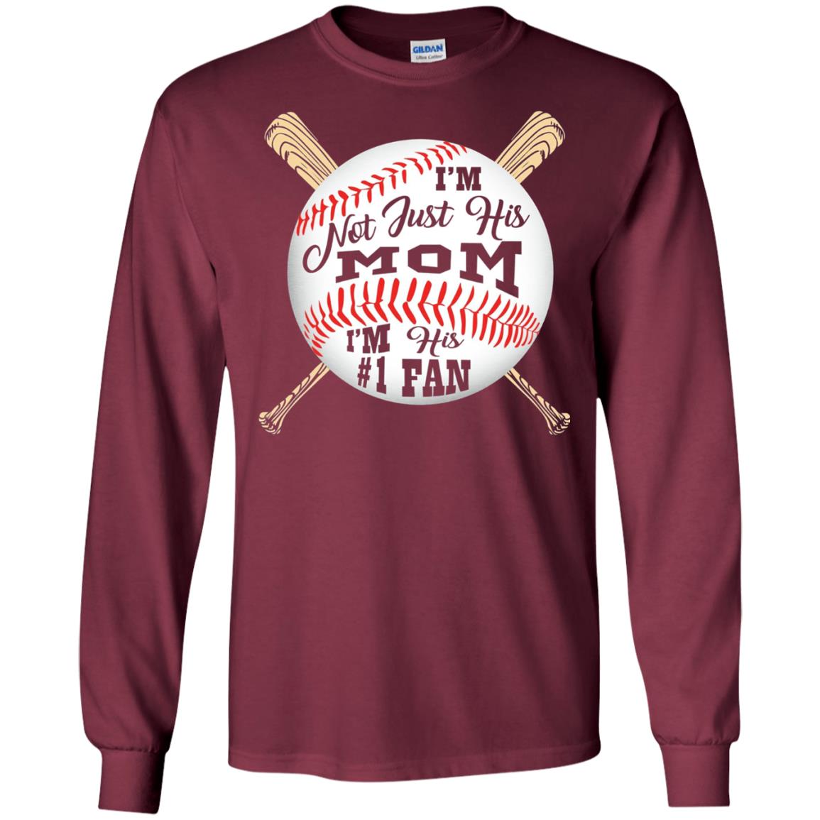 Baseball Mom Shirt Im Not Just His Mom Fan Maroon