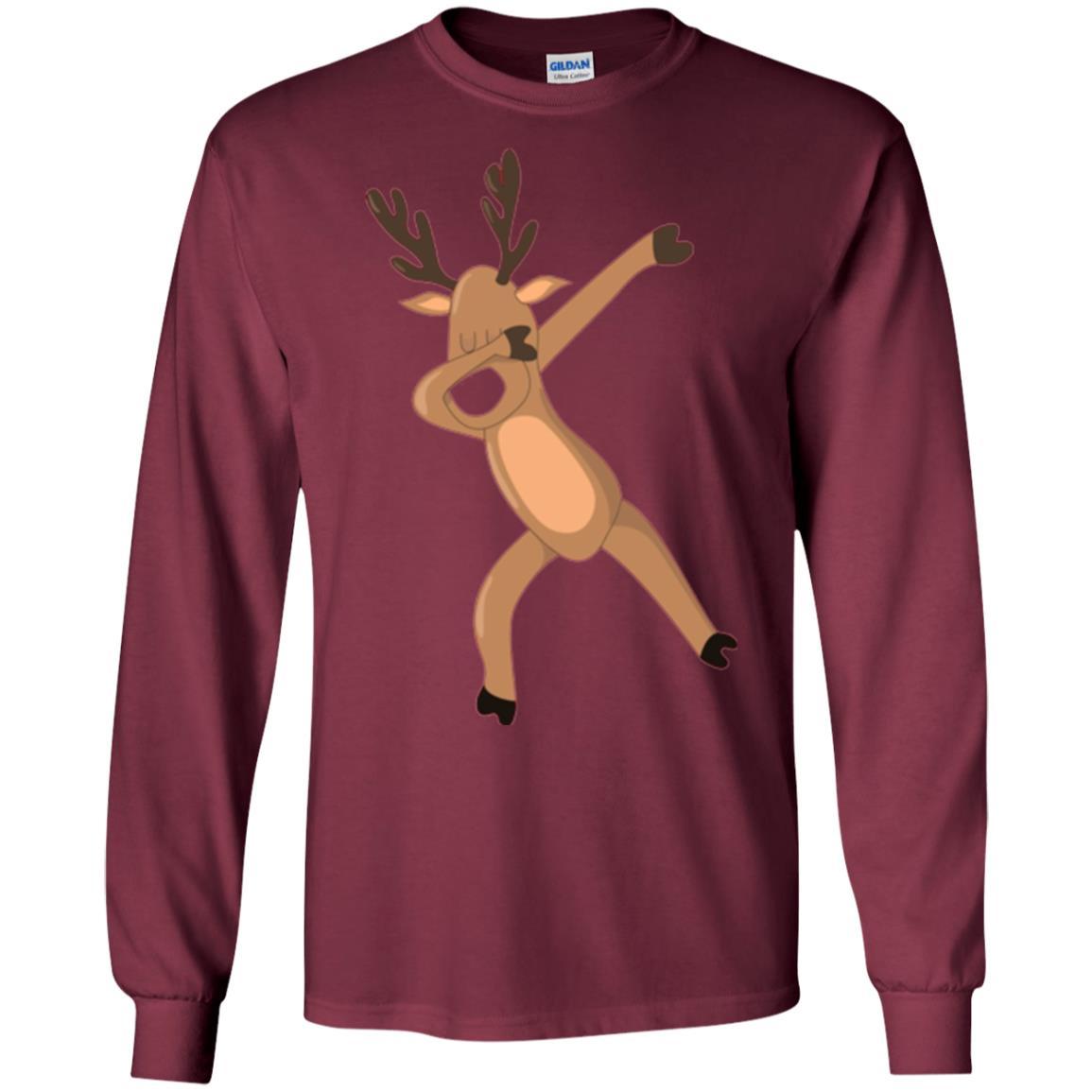 Christmas T-shirt Dabbing Reindeer Maroon