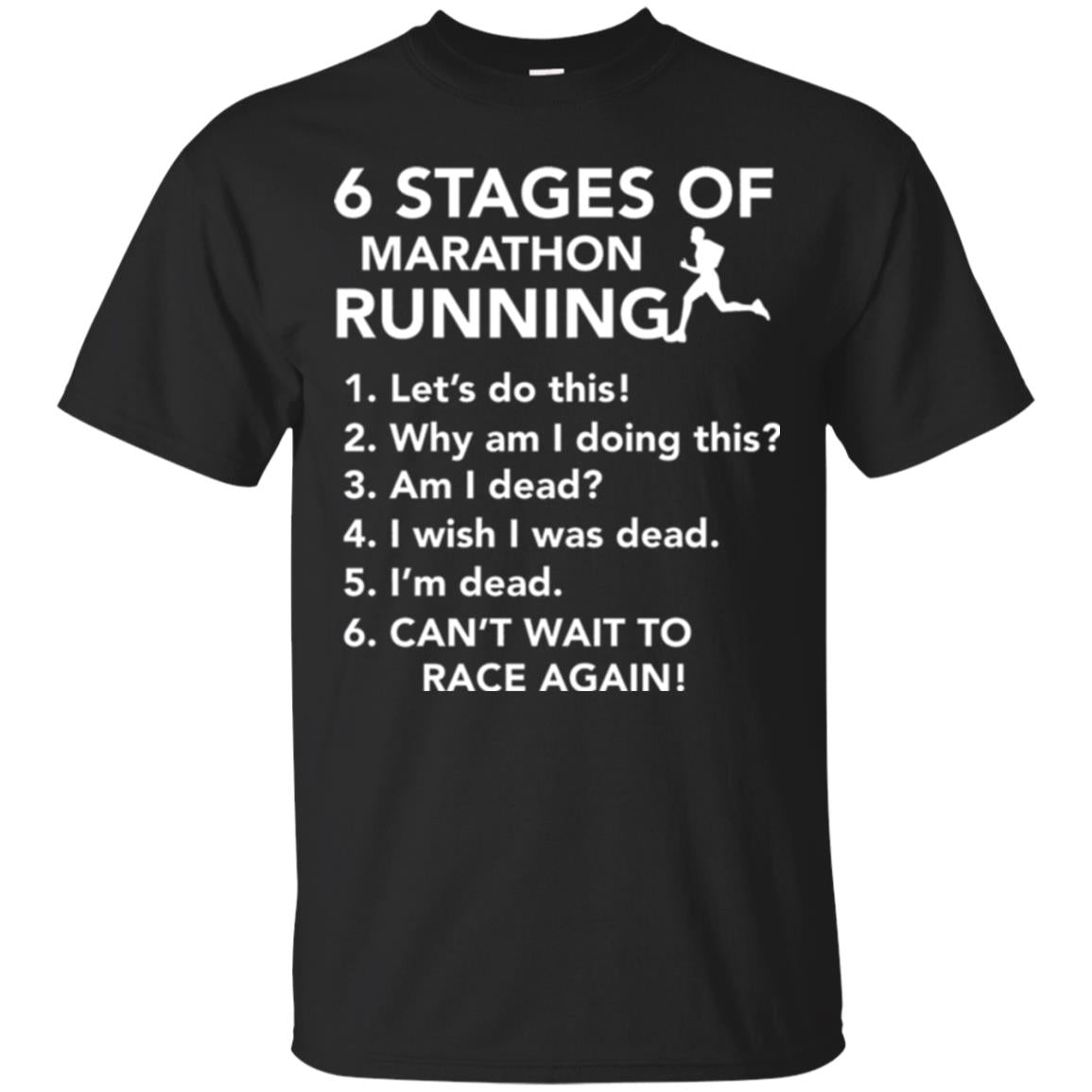 Runner T-shirt 6 Stages Of Marathon Running Black
