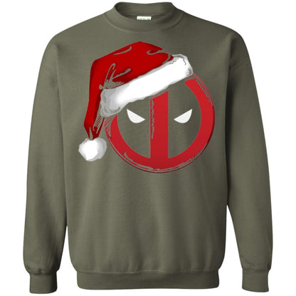 Christmas T-shirt Marvel Deadpool Icon Santa Hat Christmas Graphic Military Green
