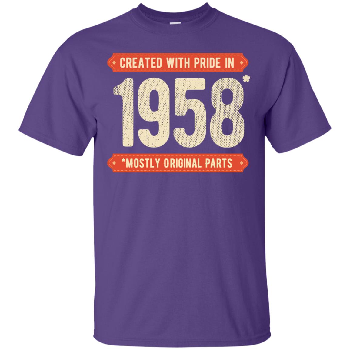 Created With Pride In 1958 Mostly Original Parts 60th Birthday T-shirt Purple