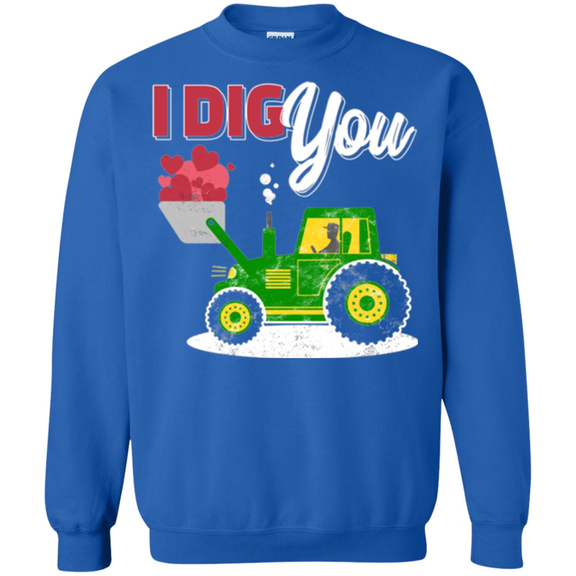 Farmer Valentines Day T-shirt Farm Tractor I Dig You Royal
