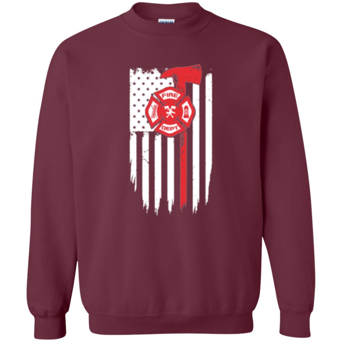 Firefighter T-shirt American Flag Proud Of Us Fireman Maroon