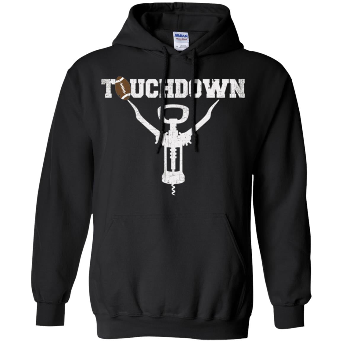 Football T-shirt Touchdown Funny Football Wine Lovers Black