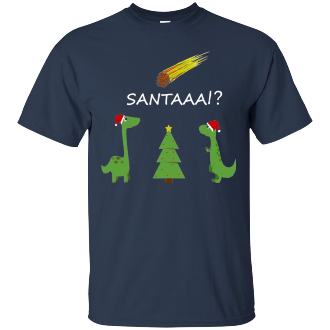 Christmas T-shirt Funny Dinosaus Santaaa Navy