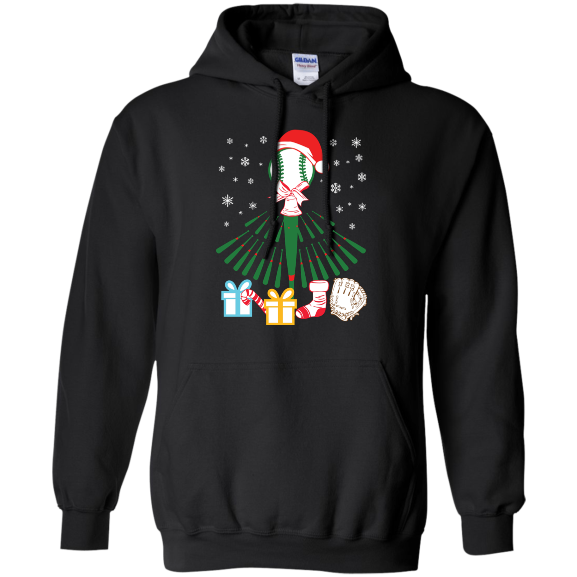 Baseball Christmas T-Shirt Black