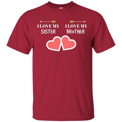 I Love My Sister I Love My Brother Family Shirt Cardinal