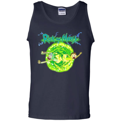 Rick Morty T-shirt Portal Glow Lightning Logo Navy