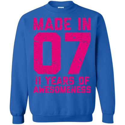 Made In 07 Age 11 Eleven Years Of Awesomeness T-shirt Royal