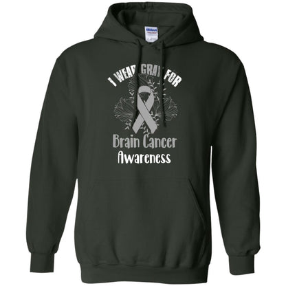 I Wear Gray For Brain Cancer Awareness T-shirt Forest Green