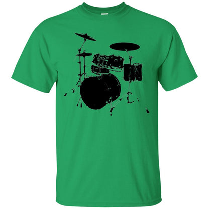 Drum Lovers T-shirt Drum Kit Stencil Print Irish Green