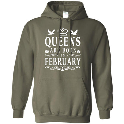 Birthday T-shirt Queens Are Born In February Military Green
